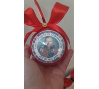 Royal Collection Boule de Noël commémorative en verre 2023 pour cérémonie du roi Charles III et de la reine Camilla Westminster Abbaye de Westminster, ruban rouge à suspendre