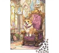 Royal Corgi Throne Puzzle 1000 Pièces Educa Jouet en Bois Jeu D'Intelligence Décoration Intérieure Jeu Éducatif Challenge Toy Adultes & Enfants des 14 Ans 70x50cm/1000pcs