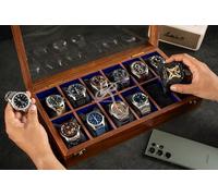 Royal Craft Expertise Boîte à montres en bois de luxe - Coffret de rangement 12 emplacements pour hommes et femmes | Organiseur de montres en bois avec couvercle en verre | Idée cadeau élégante