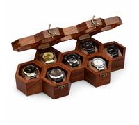 Royal Craft Expertise Boîte à montres en bois fabriquée à la main à 7 emplacements pour homme - Vitrine vintage en nid d'abeille en palissandre indien | Comprend des oreillers en velours - Cadeau de