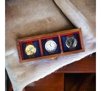 Royal Craft Expertise - Boîte à montres en bois pour homme - Présentoir de 3 montres - Made fos Special Events - Dark Brown - 3 Room