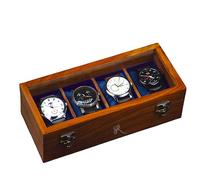 Royal Craft Expertise Boîte à montres en bois pour homme - Vitrine de montres avec compartiments | Organisateur de montres en bois (marron foncé - 4 compartiments)