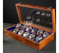 Royal Craft Expertise Boîte à montres en palissandre de qualité supérieure en nid d'abeille - Vitrine vintage et organisateur pour collection de montres pour homme (Dark brown-12 Rooom)'