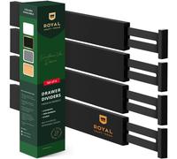 ROYAL CRAFT WOOD Lot de 4 s parateurs de tiroirs extensibles en bambou r glables pour cuisine, commode, chambre, salle de bain et bureau (grand f