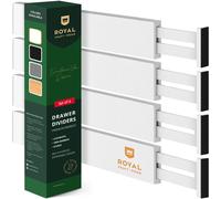 ROYAL CRAFT WOOD Lot de 4 s parateurs de tiroirs extensibles en bambou r glables pour cuisine, commode, chambre, salle de bain et bureau (grand f