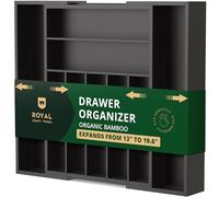ROYAL CRAFT WOOD Organiseur de tiroir de cuisine de luxe en bambou - Organiseur d'argenterie - Porte-ustensiles et plateau à couverts avec séparateurs de tiroir rainurés pour couverts et ustensiles de