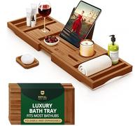 ROYAL CRAFT WOOD Plateau de Baignoire en Bambou avec Porte-Savon Marron
