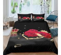 Royal crown Housse de Couette Microfibre Hypoallergique 3 Pièces 3D Effet Respirante Élégant luxury style Ensemble De Literie avec Fermeture Éclair Douce for Garçons Filles Super king（260x220cm）