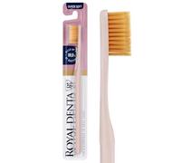 Royal Denta Brosse à Dent Extra Souple Interdentaire avec Brins de Deux Longueurs et Particules d'Or, Brosse à Dents Douce pour Gencives Sensibles, Rose