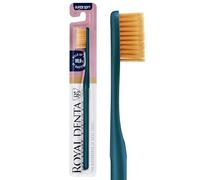 Royal Denta Brosse à Dent Extra Souple Interdentaire avec Brins de Deux Longueurs et Particules d'Or, Brosse à Dents Douce pour Gencives Sensibles, Vert