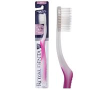 Royal Denta Brosse à Dent Souple Interdentaire avec Brins de Deux Longueurs et Particules d'Argent, Brosse à Dents pour Gencives Sensibles, Antibactérienne, Rose