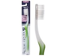 Royal Denta Brosse à Dent Souple Interdentaire avec Brins de Deux Longueurs et Particules d'Argent, Brosse à Dents pour Gencives Sensibles, Antibactérienne, Vert