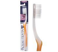 Royal Denta Brosse à Dent Souple Interdentaire avec Brins de Deux Longueurs et Particules d'Argent, Brosse à Dents pour Gencives Sensibles, Antibactérienne, Jaune