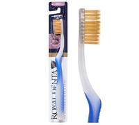 Royal Denta Brosse à Dent Souple Interdentaire avec Brins de Deux Longueurs et Particules d'Or, Brosse à Dents pour Gencives Sensibles, Antibactérienne, Bleu