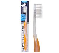 Royal Denta Brosse à Dents Interdentaire pour Adultes, Brins Double Longueur Infusés Argent, Anti-Plaque & Soin des Gencives, Brosse à Dents Manuelle Medium, Manche Ergonomique, Jaune
