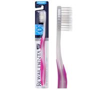 Royal Denta Brosse à Dents Interdentaire pour Adultes, Brins Double Longueur Infusés Argent, Anti-Plaque & Soin des Gencives, Brosse à Dents Manuelle Medium, Manche Ergonomique, Rose