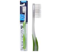 Royal Denta Brosse à Dents Interdentaire pour Adultes, Brins Double Longueur Infusés Argent, Anti-Plaque & Soin des Gencives, Brosse à Dents Manuelle Medium, Manche Ergonomique, Vert