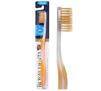 Royal Denta Brosse à Dents Interdentaire pour Adultes, Brins Double Longueur Infusés Or, Anti-Plaque & Soin des Gencives, Brosse à Dents Manuelle Medium, Manche Ergonomique, Jaune