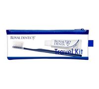 Royal Denta Travel Kit Solo Silver - Ensemble brosse à dents et dentifrice de voyage avec dentifrice xylitol de 20 g, brosse à dents extra douce, capuchons de brosse et étui résistant à l'eau
