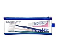 Royal Denta Trio Sensitive Kit de voyage pour brosse à dents et dentifrice de voyage avec dentifrice hydroxyapatite de 20 g, 3 brosses à dents extra douces en argent, capuchons de brosse et étui