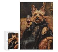 Royal Dog in Black Robe with Wine Glass Puzzle 1000 Pièces Educa Jouet en Bois Cadeau Unique Décoration Intérieure Jeu Éducatif Challenge Toy Adultes Et Enfants À Partir De 14 Ans 300 PCS