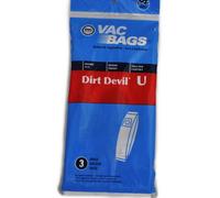 Royal DVC Lot de 3 sacs d'aspirateur droits Dirt Devil Type U, conçus pour s'adapter aux aspirateurs verticaux Royal Dirt Devil utilisant des sacs de type U, également compatibles avec Dirt Devil Ultra MVP, Magnum MVP, Swivel Glide, Royal 9000, 9100 & 9200