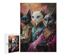 Royal Feline Gathering Puzzle 1000 Pièces Educa Jouet en Bois Cadeau Unique Décoration Intérieure Jeu Éducatif Challenge Toy Adultes Et Enfants À Partir De 14 Ans 500 PCS