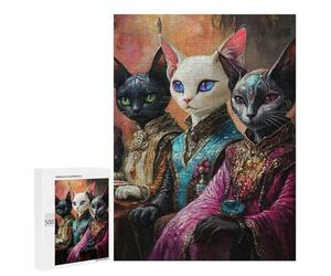 Royal Feline Gathering Puzzle 1000 Pièces Educa Jouet en Bois Cadeau Unique Décoration Intérieure Jeu Éducatif Challenge Toy Adultes Et Enfants À Partir De 14 Ans 500 PCS