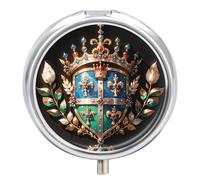 Royal Flower And Crown Tiare Pilulier 3 compartiments Organiseur de médicaments portable 3 x par jour avec miroir Petit pilulier pour sac à main et poche Mignon récipient à médicaments quotidien M