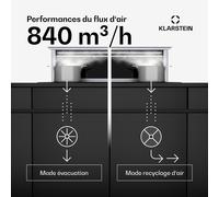 Royal Flush 120cm 500,1m³/h Hotte Plan de Travail Noir/Argent A++