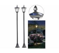2 lampadaires solaires à LED, capteur PIR et crépusculaire, 300 lm, 160 cm [Royal Gardineer]
