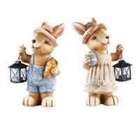 : 2 lapins décoratifs étanches avec lanterne