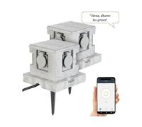 Royal Gardineer 2 multiprises de jardin connectées avec 4 prises et commandes vocales