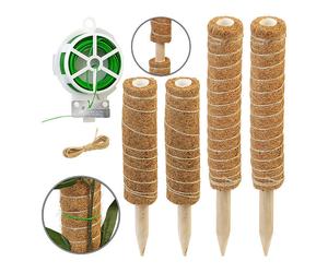Royal Gardineer 4 tuteurs en fibre de coco et bois 2 x 40 cm / 2 x 30 cm