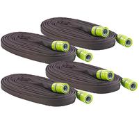 Royal Gardineer 4 tuyaux d'arrosage poreux plats avec raccords et valve d'arrêt - 12 m