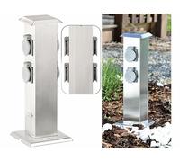 Royal Gardineer Colonne multiprise d'extérieur 4 prises avec boîtier en acier inoxydable