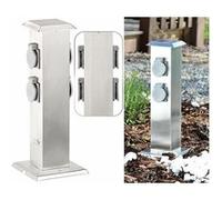 Royal Gardineer Colonne multiprise d'extérieur 4 prises avec boîtier en acier inoxydable