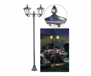 Royal Gardineer Double lampadaire à LED solaire 600 lm avec capteurs PIR SWL-160