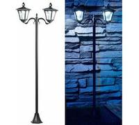 Lampadaire de jardin solaire - ROYAL GARDINEER - Double - Noir - 180cm - Détecteur de mouvement