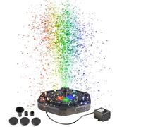 Royal Gardineer Fontaine Solaire LED 2W 4 LEDs RGB 1200mAh avec 5 Buses pour Bassin de Jardin avec Batterie
