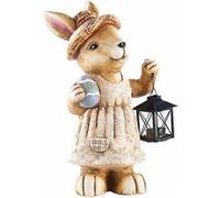 Royal Gardineer : Lapin décoratif étanche avec lanterne et oeuf marron rose
