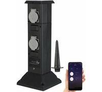 Royal Gardineer - Multiprise colonne de jardin SF-610.avs - 4 prises - Commandes vocales - Noir