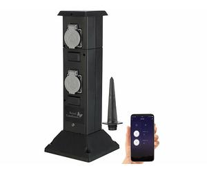 Royal Gardineer Multiprise colonne de jardin connectée et intelligente avec 4 prises et commandes vocales