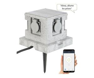 Royal Gardineer Multiprise de jardin connectée et intelligente avec 4 prises et commandes vocales