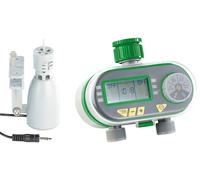 Royal Gardineer Programmateur d'arrosage avec 2 raccords pour tuyau et capteur de pluie