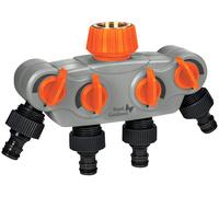Royal Gardineer Répartiteur d'eau réglable à 4 voies avec raccord métallique