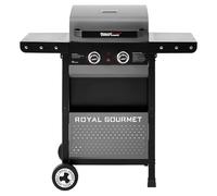 Royal Gourmet 2 Brûleurs Barbecue Gaz sur Chariot, Gril à Gaz de Puissance 5 KW avec Tables d’appoint Pliantes et Panier de Rangement, Adapté pour Jardin et Extérieur, Noir