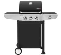Royal Gourmet Barbecue Gaz à 3 Brûleurs avec Brûleur Latéral, Gril à Gaz sur Chariot de Puissance 11,5 KW avec 2 Grille en Fonte et 2 Tables d’Appoint, Adapté pour Jardin et Extérieure, Argent