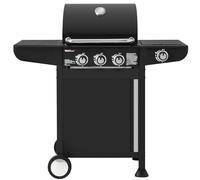 Royal Gourmet Barbecue Gaz à 3 Brûleurs avec Brûleur Latéral, Gril à Gaz sur Chariot de Puissance 11,5 KW avec 2 Grille en Fonte et 2 Tables d’Appoint, Adapté pour Jardin et Extérieure, Noir