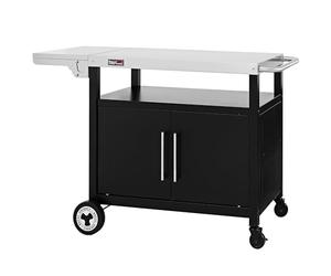 Royal Gourmet Chariot de Barbecue avec Table latérale Pliable avec poignée pour Serviette, Meuble Bas, Chariot de Barbecue avec Plateau de Table en Acier Inoxydable, Chariot de Service avec roulettes
